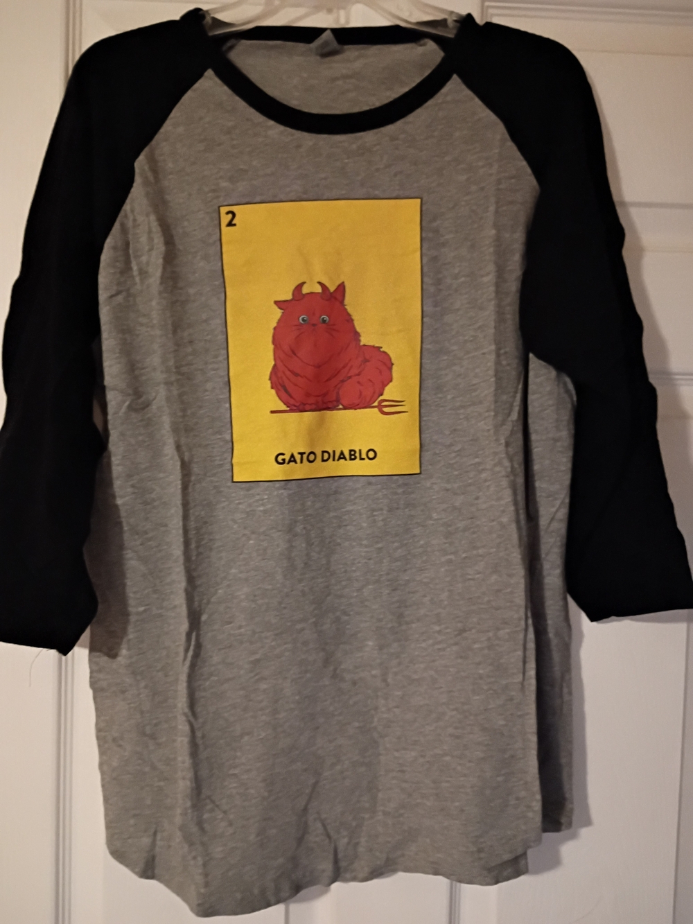 Gato Diablo Graphic Raglan Shirt - Grey & Black